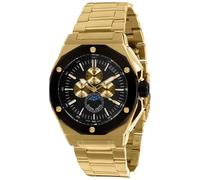 Louis XVI men's watch Le Souverain, steel band, gold, black, swiss made, moon phase, analogue quartz, stainless steel 626
