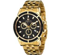 LOUIS XVI Men's Watch Majesté Stainless Steel Bracelet Gold with Black Real Carbon Dial Chronograph Analogue Quartz Stainless Steel 480