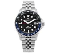 Louis XVI Mirabeau GMT 1433 Men's Waterproof Watch with Sapphire Crystal and Silver Strap Diameter 41 mm Silver