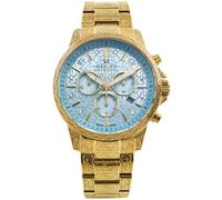 LOUIS XVI Palais Royale 2.0 1803 - Diameter 43 mm - Men's Watch Chronograph with Date - Waterproof 10 ATM - Sapphire Glass - Gold-Coloured Engraved - Light Blue Dial with Diamonds - Swiss Quartz