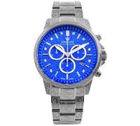 LOUIS XVI Palais Royale 2.0 1827 - Diameter 43 mm - Men's Watch - Waterproof - Silver Bracelet - Ocean Blue Dial with Diamonds - Swiss Quartz Movement