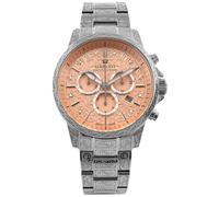 LOUIS XVI Palais Royale 2.0 1829 - Diameter 43 mm - Men's Watch - Waterproof - Silver Bracelet - Peach Orange Dial with Diamonds - Swiss Quartz Movement