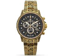 LOUIS XVI Palais Royale Inked 1701 - Diameter 43 mm - Men's Watch - Waterproof - with Sapphire Glass - Gold Bracelet - Black Dial with Diamonds - Swiss Quartz Movement, gold, Bracelet