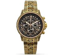 LOUIS XVI Palais Royale Inked 1702 - Diameter 43 mm - Men's Watch - Waterproof - with Sapphire Glass - Gold Bracelet - Roman Black Dial with Diamonds - Swiss Quartz Movement, gold, Bracelet