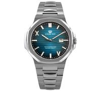 LOUIS XVI Renaissance 1627 - Diameter 40 mm - Men's Watch - Waterproof - Watch with Sapphire Glass - Silver Bracelet - Petrol Blue Dial - Swiss Quartz Movement