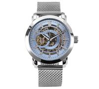 LOUIS XVI Versailles 2.0 Automatic 1922 - Diameter 43.5 mm - Men's Watch - Waterproof - Skeleton Watch - Silver Strap - Blue Dial - Automatic Watch