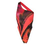 Louisa Ballou Plunge Queen's Gambit-print swimsuit - Orange XS-S