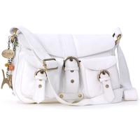 Catwalk Collection Handbags - Leather Cross Body Bag For Women - Medium Hobo Messenger Bag - Multiple Pockets - Louisa - White