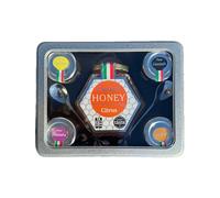 Louisa’s Honey Bee 5 Tinned Gift Set | Award-Winning Italian Honey Collection | 1x 400g Citrus + 4x 50g Bosco, Acacia, Wildflower & Ginger | 2 Floral Spoons | Pure, Natural & Lab-Tested | Non-GMO