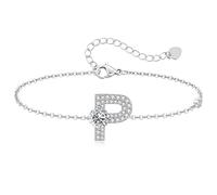 LOUISA SECRET Bracelets for Womens Girls Copper Plated Platinum Initial A-Z Bracelets,Jewellery Gifts for Women/Wife/Her/Mum Anniversary Birthday Mothers Day Christmas Valentines