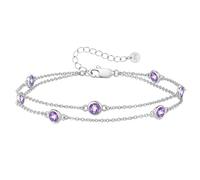 LOUISA SECRET Bracelets for Womens with Birthstone Pendants Double Chain for Women 925 Sterling Silver or Stainless Steel Bracelets,Gifts for Women/Wife/Her Anniversary Birthday Mothers Day Christmas