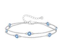 LOUISA SECRET Bracelets for Womens with Birthstone Pendants Double Chain for Women 925 Sterling Silver or Stainless Steel Bracelets,Gifts for Women/Wife/Her Anniversary Birthday Mothers Day Christmas