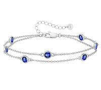 LOUISA SECRET Bracelets for Womens with Birthstone Pendants Double Chain for Women 925 Sterling Silver or Stainless Steel Bracelets,Gifts for Women/Wife/Her Anniversary Birthday Mothers Day Christmas