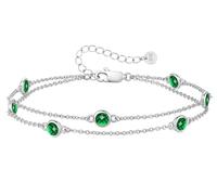 LOUISA SECRET Bracelets for Womens with Birthstone Pendants Double Chain for Women 925 Sterling Silver or Stainless Steel Bracelets,Gifts for Women/Wife/Her Anniversary Birthday Mothers Day Christmas