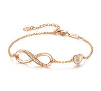 LOUISA SECRET Infinity Bracelets for Womens 925 Sterling Silver or Stainless Steel Bracelet Ladies Love Heart Jewellery Gifts for Women/Wife/Her Anniversary Birthday Mothers Day Christmas
