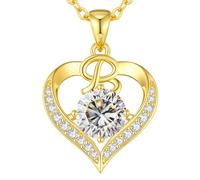 LOUISA SECRET Initial heart Necklaces for women gold plated jewelry | 18K gold A-Z Capital Initial Stainless steel Personalised Jewellery Gifts for Women Wife Her Mum Anniversary Birthday