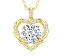 LOUISA SECRET Necklaces for Women 925 Sterling Silver Miniature Twisted Heart Moissanite Necklaces,Jewellery Gifts for Women/Wife/Her/Mum Anniversary Birthday Mothers Day Christmas Valentines