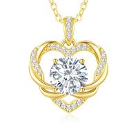 LOUISA SECRET Necklaces for Women 925 Sterling Silver Miniature Twisted Heart Moissanite Necklaces,Jewellery Gifts for Women/Wife/Her/Mum Anniversary Birthday Mothers Day Christmas Valentines