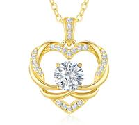 LOUISA SECRET Necklaces for Women 925 Sterling Silver Miniature Twisted Heart Moissanite Necklaces,Jewellery Gifts for Women/Wife/Her/Mum Anniversary Birthday Mothers Day Christmas Valentines