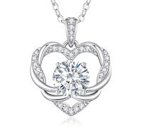 LOUISA SECRET Necklaces for Women 925 Sterling Silver Miniature Twisted Heart Moissanite Necklaces,Jewellery Gifts for Women/Wife/Her/Mum Anniversary Birthday Mothers Day Christmas Valentines