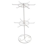 LouisaYork Jewellery Ring Display Stand Holder Rack,Rotating Jewelry Rack,2-Tier Bracelet Necklace Storage Rack Keyring Display Hanger Gift for Girls Women (White)