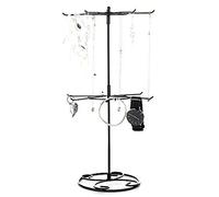 LouisaYork Jewellery Ring Display Stand Holder Rack,Rotating Jewelry Rack,2-Tier Bracelet Necklace Storage Rack Keyring Display Hanger Gift for Girls Women (Black)