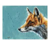 Louise Brown Curiosity Canvas Print - Fox Design, Dirty Blue/Brown, 50cm x 40cm