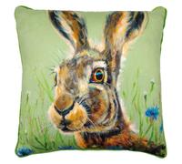 Louise Brown Hazel Hare Filled Cushion in Lime Louise Brown Lime