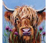 Louise Brown Highlander Framed Canvas Print Blue/brown (30Cm X 30Cm)