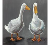 Louise Brown Whats Up Duck Ducks Canvas Print Grey/white (60Cm X 60Cm)
