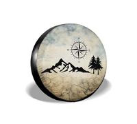 Louise Morrison Nature Mountain Compass Spare Tire Cover Waterproof Universal Spare Wheel Tire Cover Fit for Jeep Trailer RV SUV 14" 15" 16" 17"