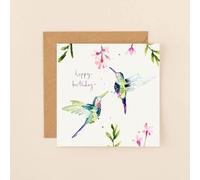 Louise Mulgrew Cute Birthday Card Hummingbirds Illustrated Greeting Card