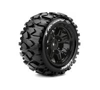 Louise RC X-Rowdy 1/5 Mounted Tyre Wheel Set 24mm Hex Black L-T3351BM
