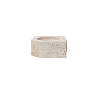 Louise Roe Gallery Object Stone Candle Holder Low Beige Travertine