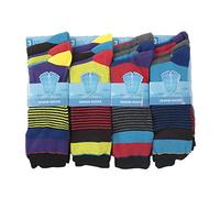 Louise23 12pairs Mens Designer Cotton Blend Design Socks Multi Bright Vibrant Stripe Design Dress Work Sock Xmas Fathers Day Gift Idea