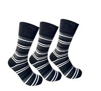 Louise23 Men’s Diabetic Socks 12 Pack - UK 6-11 EUR 39-45 - 100% Soft Cotton, Non-Elastic, Ideal for Circulation, Swelling, Ulcers, Travel & Everyday Comfort (Grey Stripe)