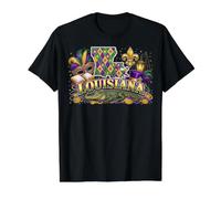 Louisiana Mardi Gras Alligator Carnival Design Graphic Value Graphic T-Shirt, Men, Black, XL