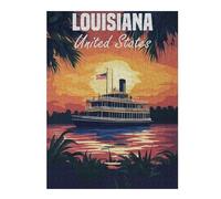 Louisiana Riverboat Sunset Distinctive Jigsaw Puzzle for Adults, 500 PCS