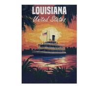 Louisiana Riverboat Sunset Jigsaw Puzzle for Adults, 300 PCS