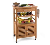 Louisiana Serving Trolley Kitchen Trolley 5 Shelves Wood Towel Holder Mobile