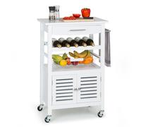 Louisiana Serving Trolley Kitchen Trolley 5 Shelves Wood Towel Holder Mobile
