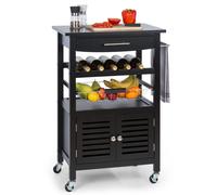 Louisiana Serving Trolley Kitchen Trolley 5 Shelves Wood Towel Holder Mobile