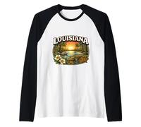 Louisiana Souvenir Vacation Memorabilia Badge State Visitor Raglan Baseball Tee