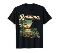 Louisiana State Bayou Alligator Swamp Sunset Scene T-Shirt