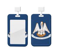 Louisiana State Flag ABS ID Badge Holder with Lanyard, Slide Cover Waterproof Anti-Fouling, Durable for Work - Events