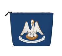 Louisiana State Flag Large Cosmetic Organizer Fake Hemp Makeup Bag, Zippered Travel Pouch Water Resistant Daily Use