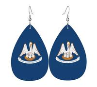 Louisiana State Flag Leather Earring. Stylish teardrop shape, perfect for women, and a great decorative choice for parties and holidays.