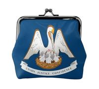 Louisiana State Flag Leather Kiss Lock Coin Purse-Small Mini Wallet for Women