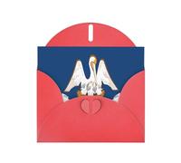 Louisiana State Flag Print Birthday Blank Note Card with Red Envelopes 4x6in