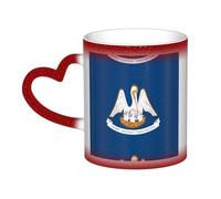 Louisiana State Flag Print Ceramic Mug, Black to White Thermochromic Coffee Cup for Home Office Cafe